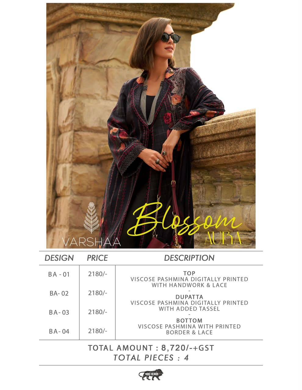 Blossom aura by Varsha 01 to 04 series Indian Traditional Wear Collection Viscose Pashmina dresses At Wholesale Price